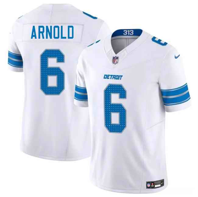 Men's Detroit Lions #6 Terrion Arnold White 2025 F.U.S.E. Vapor Limited Stitched Jersey